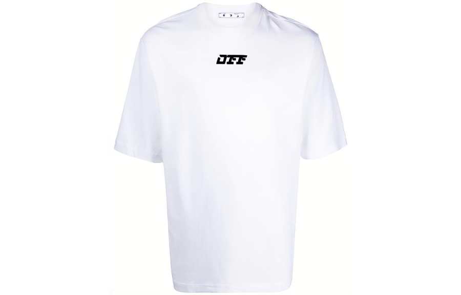 OFF-WHITE OFF WHITE FW21 T Shirts Men's White Crew Neck Moderate Straight Fit
