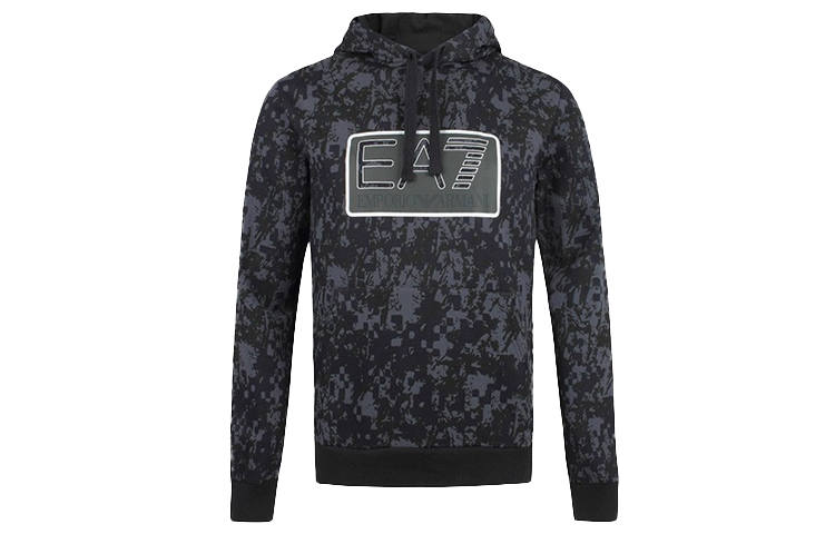 EMPORIO ARMANI Sweatshirts Men's Gray Black Hooded Moderate Regular