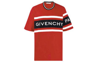 Givenchy T Shirts Men's Red Crew Neck Moderate Straight Fit