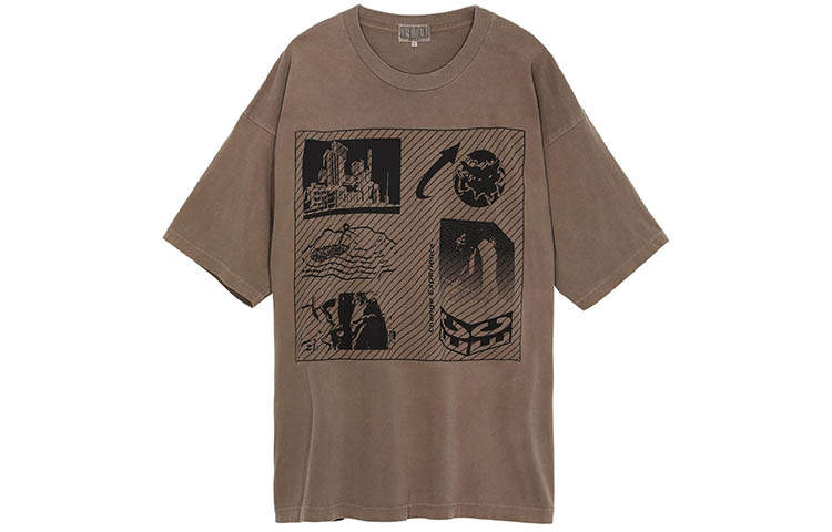 Cav Empt T Shirts Men's Brown Crew Neck Moderate Straight Fit