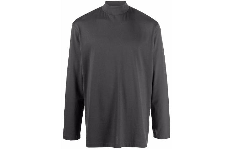 Y-3 Y 3 T Shirts Men's Dark Gray Stand Collar Moderate Straight Fit