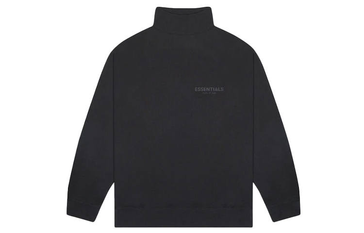 Fear Of God Essentials FW20 Half Collar Sweater Black Half Fleece Lined Pullover American Sweatshirt Unisex Black