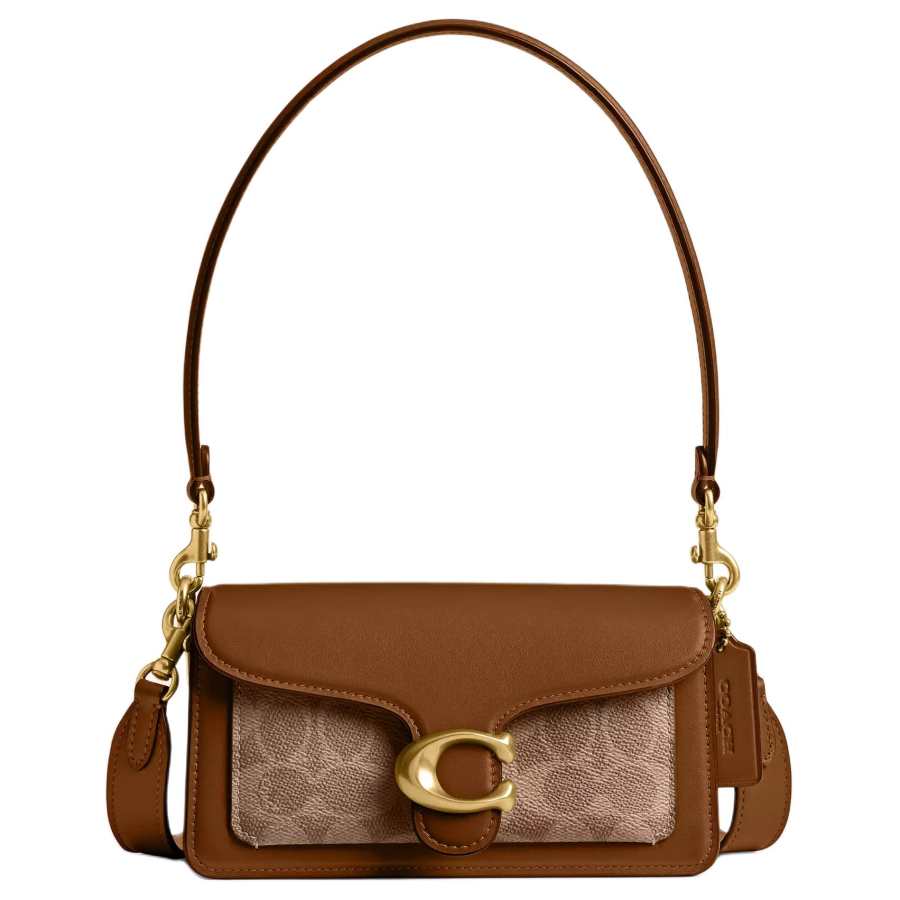 COACH COACH Tabby Coated Canvas Shoulder Bag Small Women's Brass & Tan