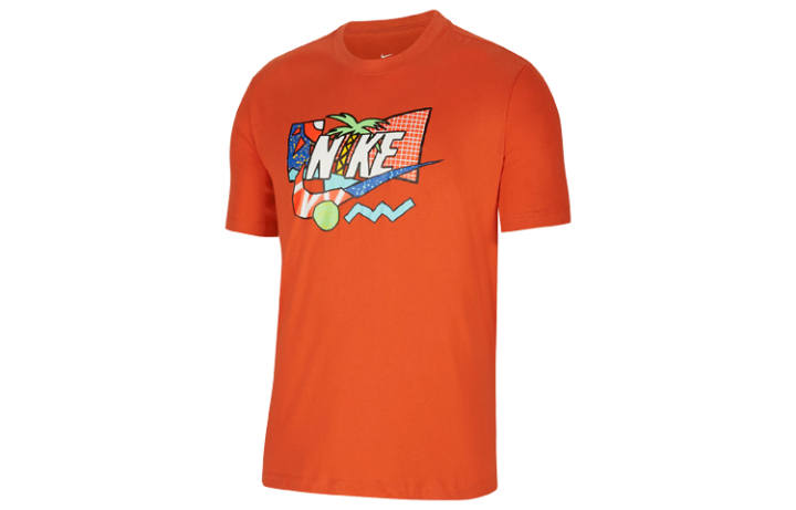 Nike Nike T Shirts Men's Orange Crew Neck Moderate Straight Fit