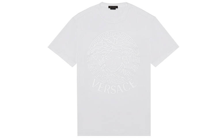 VERSACE T Shirts Men's White Crew Neck Moderate Straight Fit