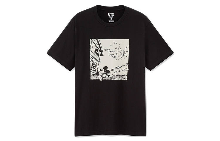 UNIQLO T Shirts Unisex Black Crew Neck Moderate