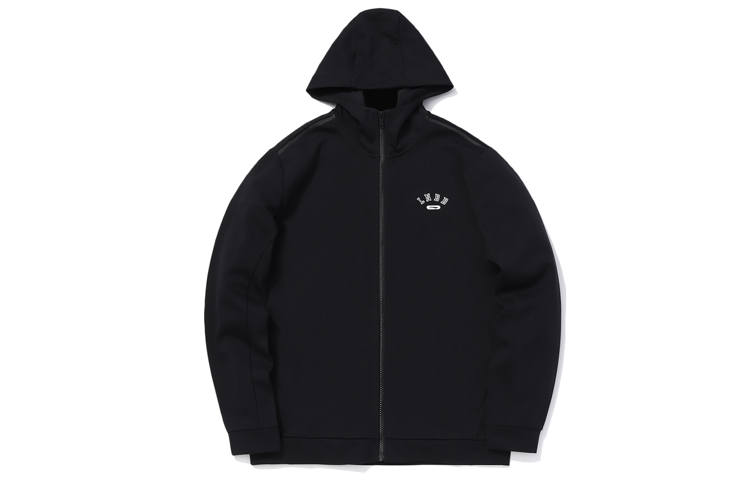 Li-Ning Li Ning Sports Basketball Collection Sweatshirts Men's New Standard Black Hooded Moderate Cardigan