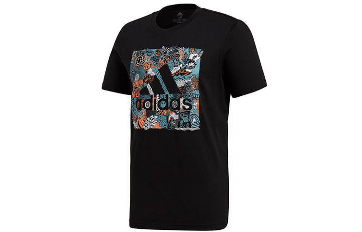 Adidas Adidas T Shirts Men's Black Crew Neck Moderate Straight Fit