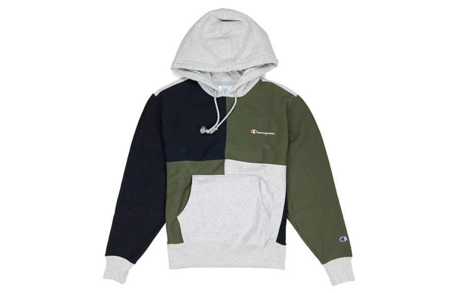 Champion Champion Embroidery Letter Patchwork Fleece Lined Pullover Fleece Lined Sweatshirt US Version Unisex