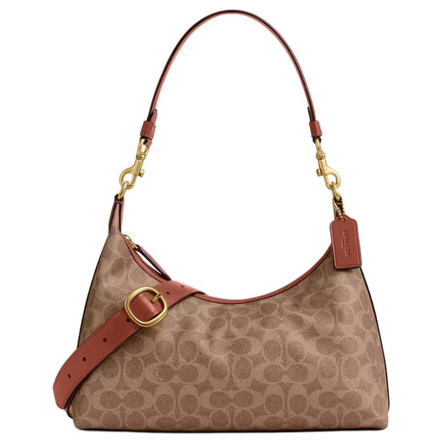 COACH Juliet Coated Canvas With Calfskin Shoulder Bag Large Women's Caramel