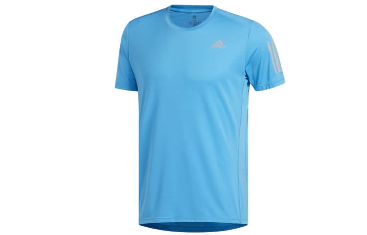Adidas Adidas T Shirts Men's Aqua Blue Crew Neck Moderate Straight Fit