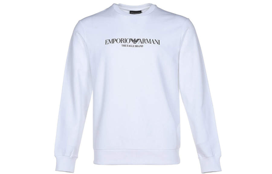 EMPORIO ARMANI Sweatshirts Men's White Crew Neck Moderate Regular