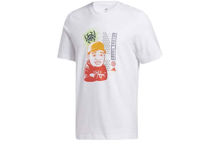 Adidas Adidas T Shirts Men's White Crew Neck Moderate Straight Fit