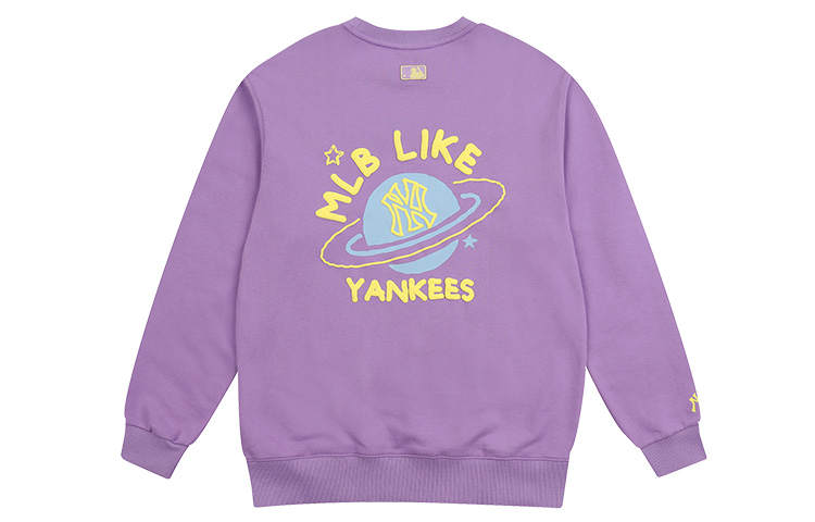 MLB New York Yankees Sweatshirts Unisex Purple Crew Neck Moderate Regular