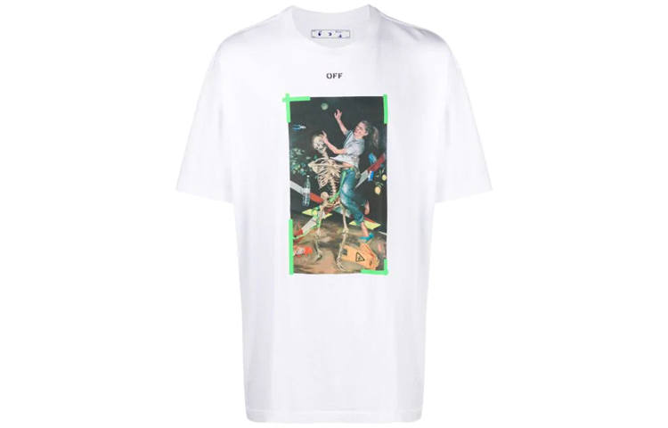 OFF-WHITE OFF WHITE FW20 T Shirts Men's White Crew Neck Moderate Heavyweight