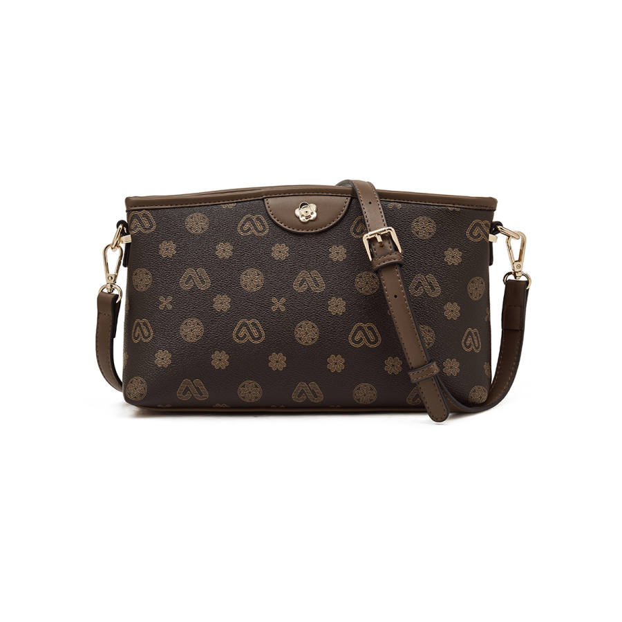 LAORENTOU Synthetic Leather Crossbody Bags Regular Women's Coffee/White