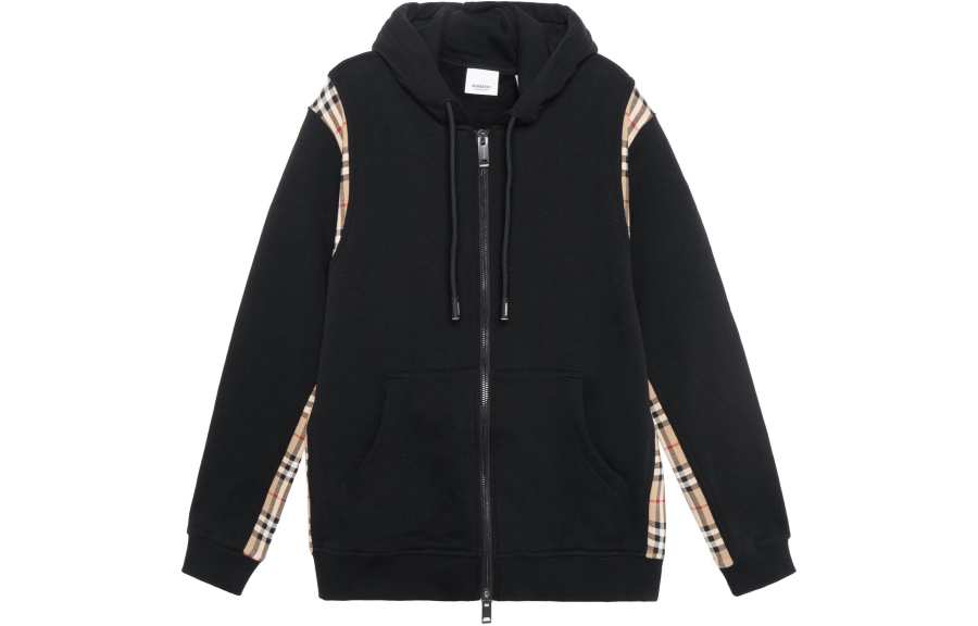 Burberry Men Vintage Check Panel Hoodie Black/Beige