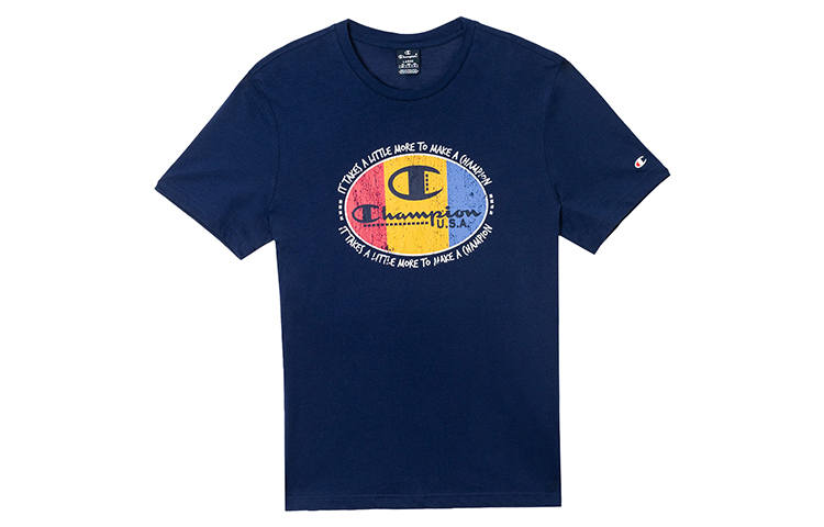 Champion Straight Fit T Shirt Unisex Blue
