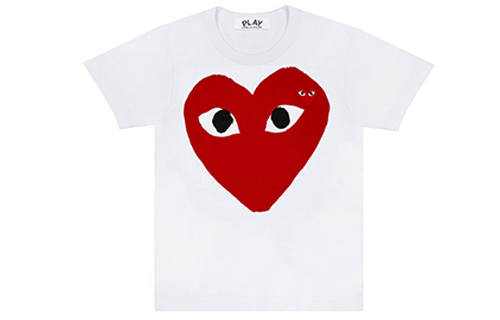 CDG Play T Shirts Men's Crew Neck Moderate Straight Fit