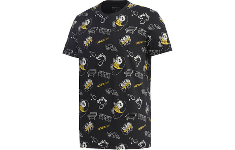 Adidas Neo T Shirts Men's Black Crew Neck Moderate Straight Fit