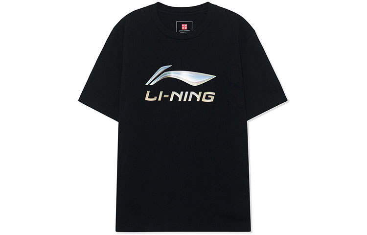 Li-Ning Li Ning X HajimeSorayama T Shirts Unisex Black Crew Neck Moderate Straight Fit