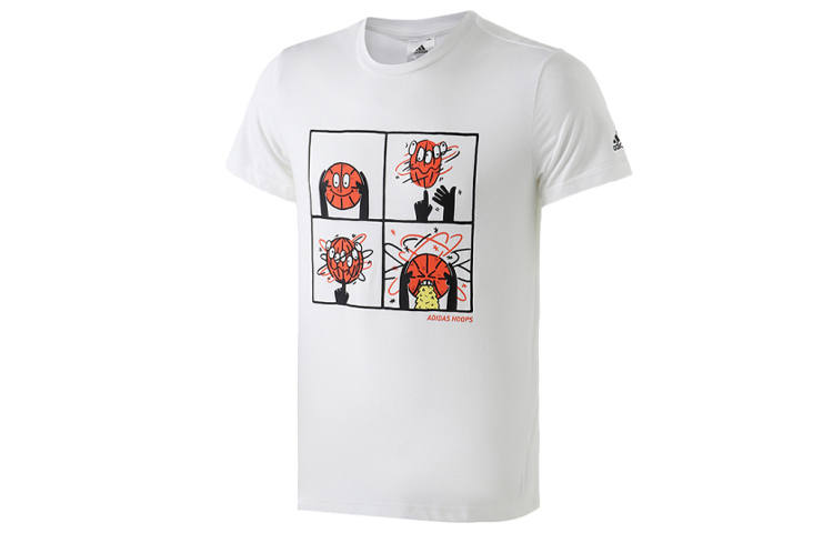 Adidas Adidas T Shirts Men's White Crew Neck Moderate Straight Fit