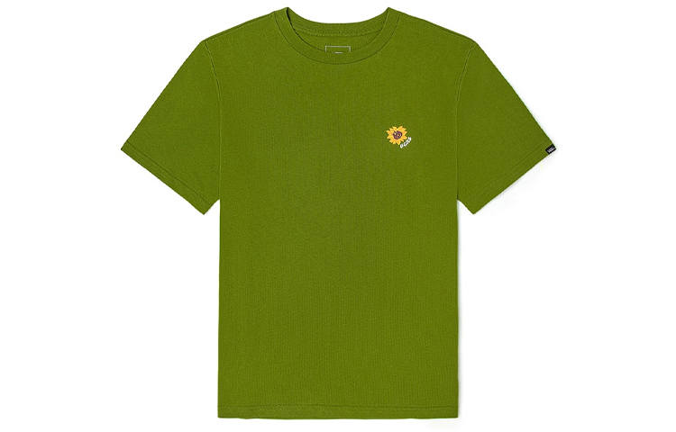 Vans T Shirts Unisex Avocado Green Crew Neck Moderate Straight Fit