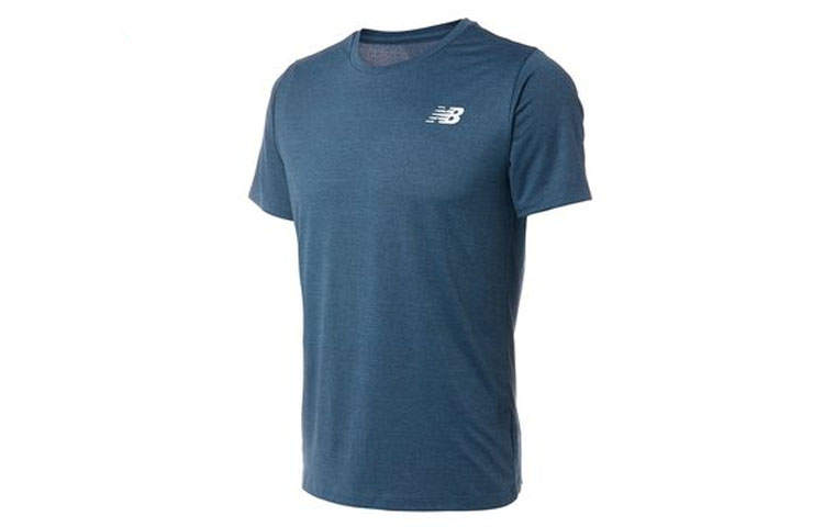 New Balance New Balance T Shirts Men's Blue Crew Neck Moderate Straight Fit