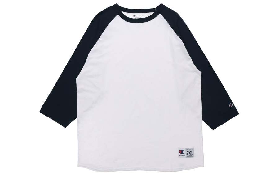 Champion 3/4 Sleeved T Shirt US Version Unisex White Dark Blue