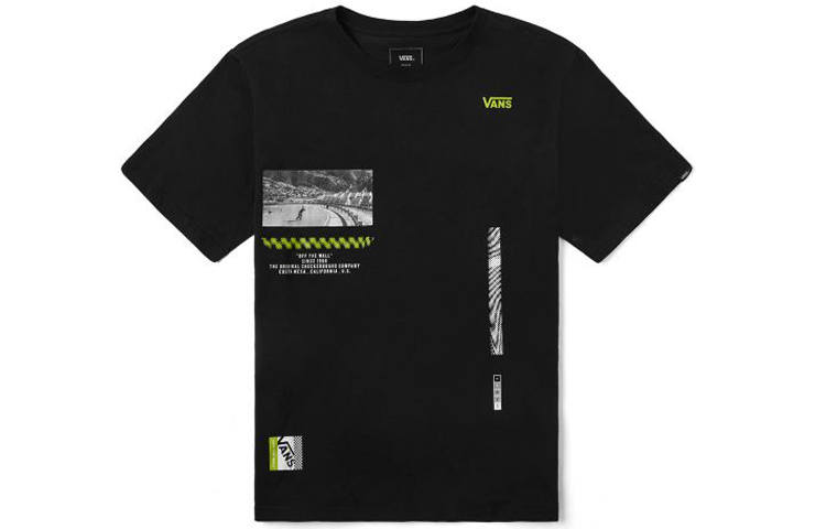 Vans T Shirts Unisex Black Crew Neck Moderate Straight Fit