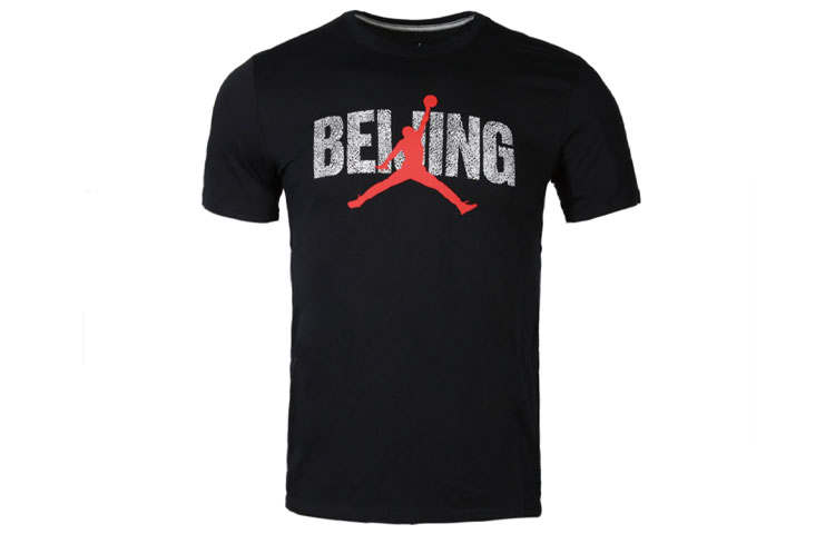 Jordan Jordan Air Jordan Air City T Shirts Men's Black Crew Neck Moderate Straight Fit