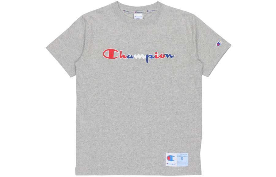 Champion T Shirts Unisex Gray Crew Neck Moderate Straight Fit