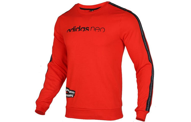 Adidas Neo Sweatshirts Men's Red Crew Neck Moderate Regular