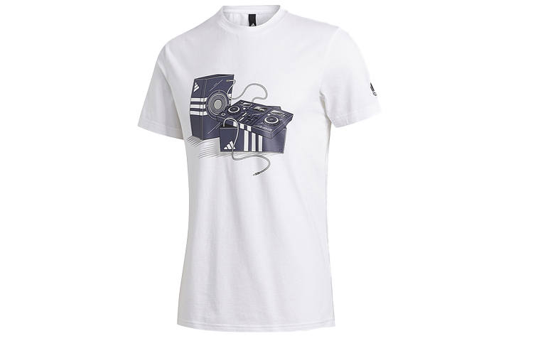 Adidas Adidas T Shirts Men's White Crew Neck Moderate Straight Fit