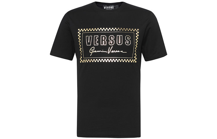 VERSUS T Shirts Men's Black Crew Neck Moderate Straight Fit