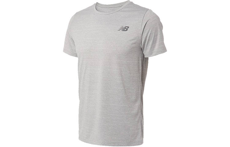New Balance New Balance T Shirts Men's Gray Crew Neck Moderate Straight Fit