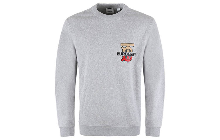 Burberry Sweatshirts Men's Gray Crew Neck Moderate Regular