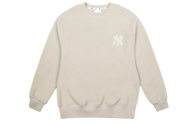 MLB MLB Base Logo Sweatshirts Unisex Ecru Crew Neck Moderate Regular