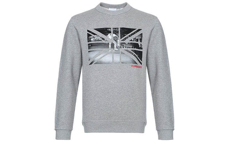 Burberry Sweatshirts Men's Light Heather Gray Crew Neck Moderate Regular