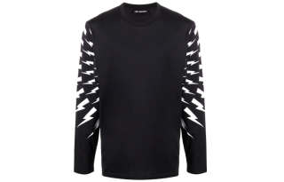 Neil Barrett T Shirts Men's Black Crew Neck Moderate Straight Fit