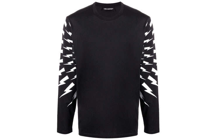 Neil Barrett T Shirts Men's Black Crew Neck Moderate Straight Fit