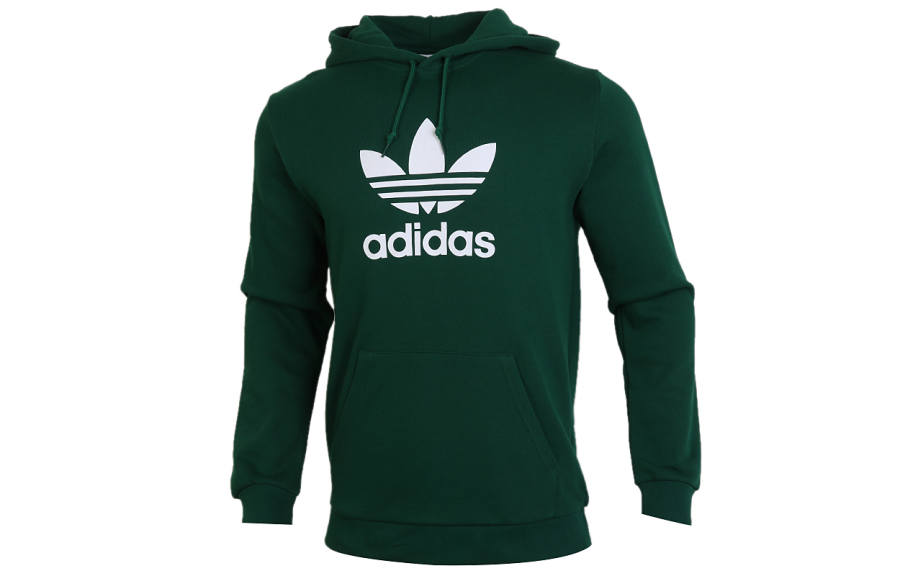 Adidas Originals Trefoil Sweatshirts Men's Green Hooded Moderate Regular