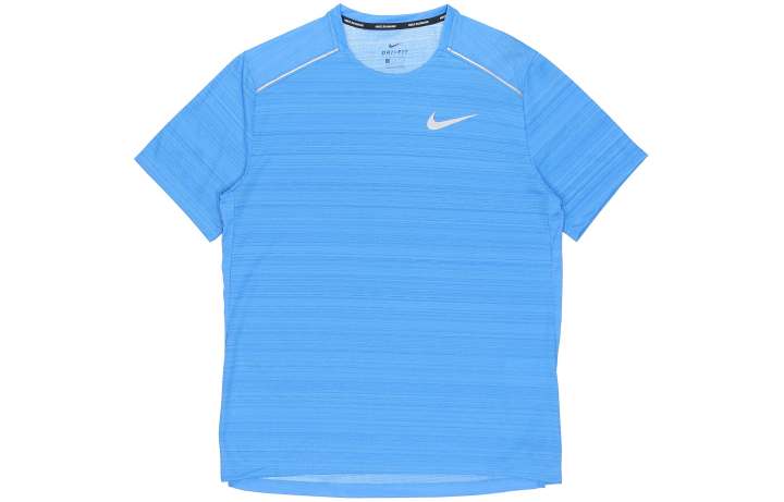 Nike Nike Dri Fit Running T Shirts Men's Blue Crew Neck Moderate Straight Fit