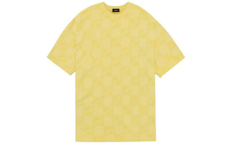WE11DONE T Shirts Unisex Yellow Crew Neck Moderate Straight Fit
