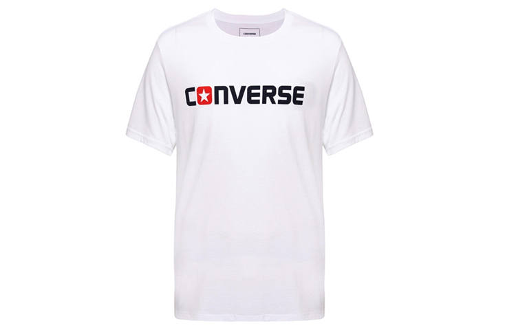 Converse T Shirts Men's White Crew Neck Moderate Straight Fit