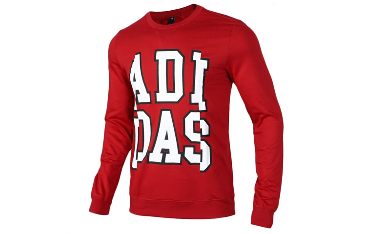 Adidas Neo Sweatshirts Men's Red Crew Neck Moderate Regular