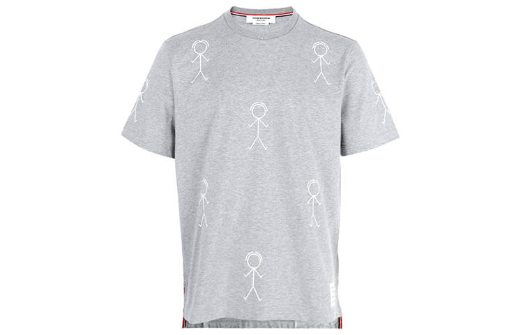 THOM BROWNE T Shirts Men's Gray Crew Neck Moderate Straight Fit