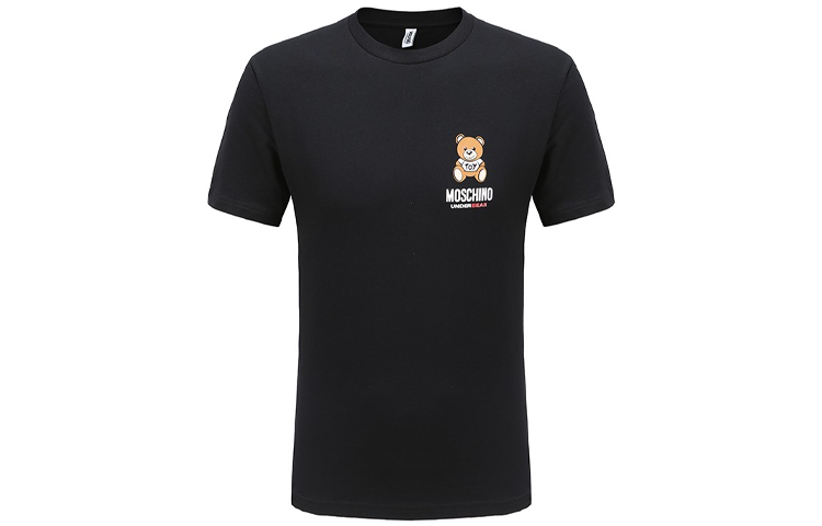 MOSCHINO T Shirts Men's Black Crew Neck Moderate Straight Fit