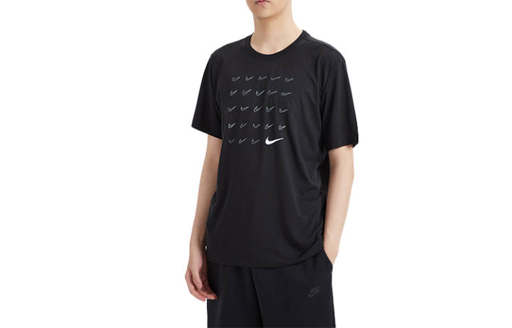 Nike Nike T Shirts Men's Black Crew Neck Moderate Straight Fit