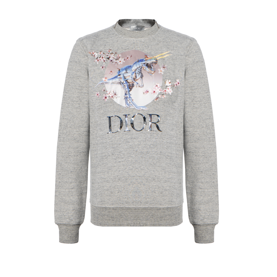 DIOR Quarterly New Products Sweatshirts Unisex Gray Crew Neck Moderate Heavyweight